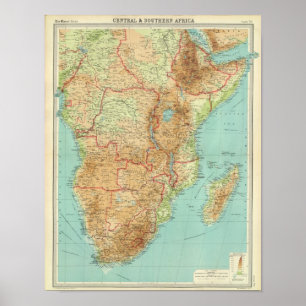 Affiche Central et Afrique méridionale avec des