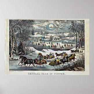 Affiche Central Park en hiver Currier & Ives