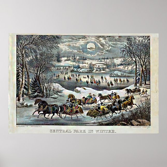 Affiche Central Park en hiver Currier & Ives (Devant)