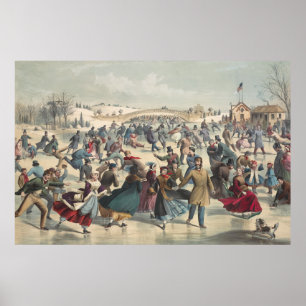 Affiche Central-Park, hiver. L'étang de patinage. New York