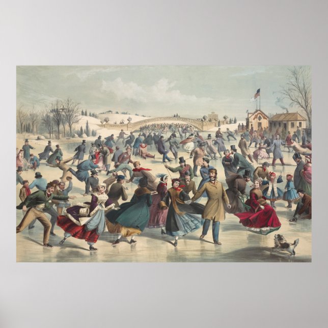 Affiche Central-Park, hiver. L'étang de patinage. New York (Devant)
