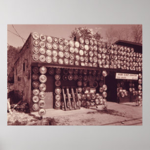 Affiche Centre de Casquettes Hub à Houston, Texas Vintage