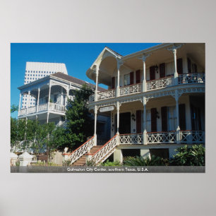 Affiche Centre de la ville de Galveston, le Texas du sud,