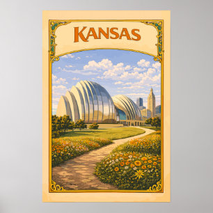 Affiche Centre Kauffman de Kansas vintage