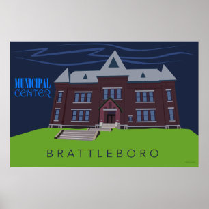 Affiche Centre municipal de Brattleboro Retro Travel Pos