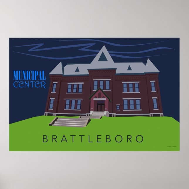 Affiche Centre municipal de Brattleboro | Retro Travel Pos (Devant)