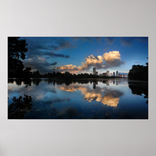 Affiche Centre-ville d'Austin Texas Skyline Sunset Ladybir