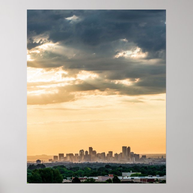 Affiche Centre-ville de Denver // Sunset Skyline (Devant)