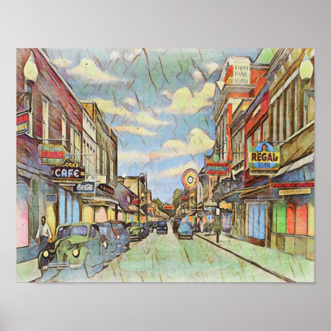 Affiche Centre-ville vintage Biloxi (Devant)