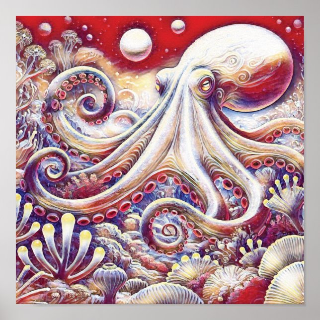 Affiche Cephalopod Cosmic Octopus in Psychedelic Seas (Devant)