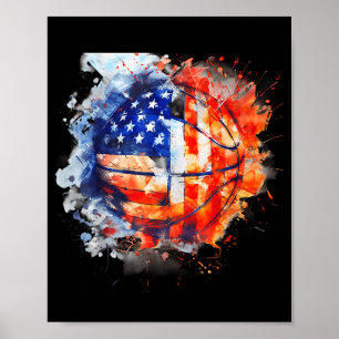 Affiche Cerceau de baseball aquarelle Usa Aamerica