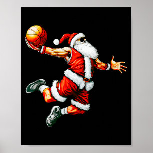 Affiche Cerceau de basketball à dunk de Noël du Père Noël 