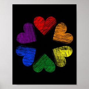 Affiche Cercle arc-en-ciel de l'amour des cœurs Fierté gay
