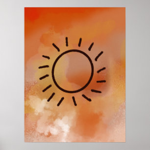 Affiche cercle contemporain aquarelle abstraite moderne