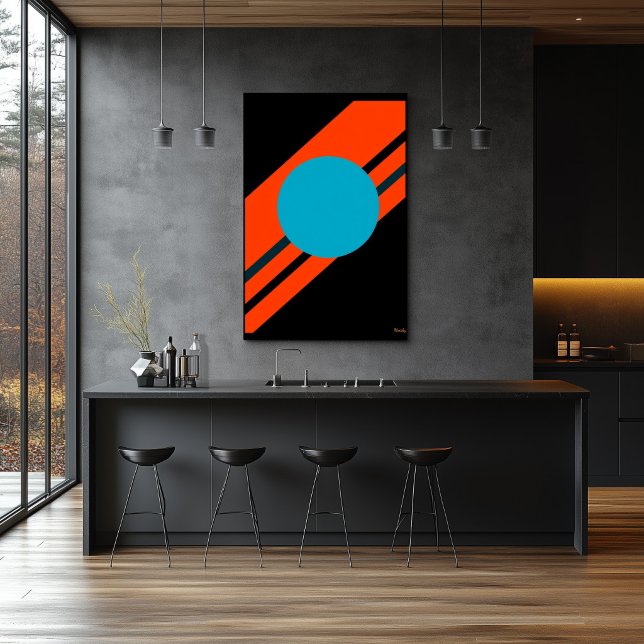 Affiche Cercle cyan avec design Bauhaus diagonal orange (Créateur téléchargé)