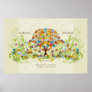 Affiche Cercle d'amour de l'arbre de mariage de la forêt e