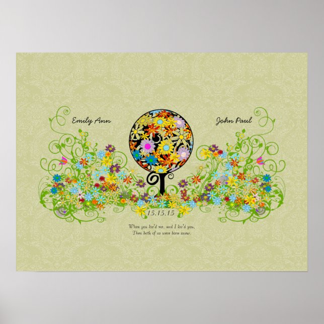 Affiche Cercle d'amour de l'arbre fleuri de mariage de la  (Devant)