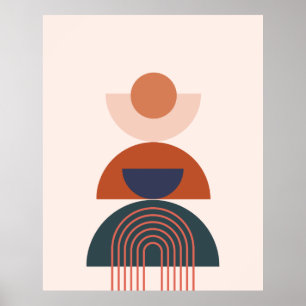 Affiche Cercle d'arc bleu de ton Abstrait de la Terre géom