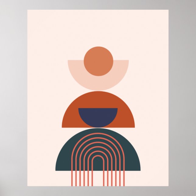 Affiche Cercle d'arc bleu de ton Abstrait de la Terre géom (Devant)