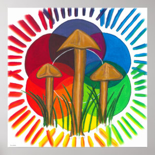 Affiche Cercle des champignons - Peinture acrylique