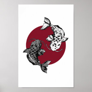 Affiche Cercle Koi japonais