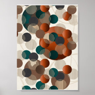 Affiche Cercles Abstraits Géométriques Marron Et Bleu Mode