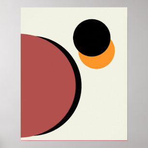 Affiche Cercles d'art moderne Abstrait Orange Brown Noir