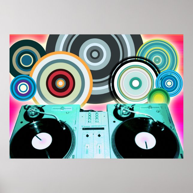 Affiche Cercles de Tourne-disque DJ (Devant)