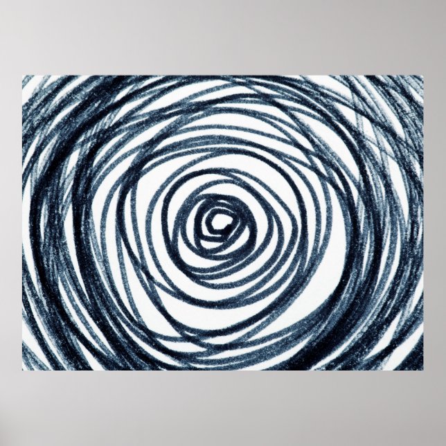 Affiche Cercles dessinés à la main motif en spirale avec f (Devant)