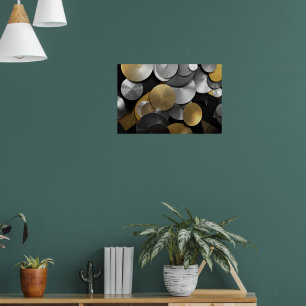 Affiche Cercles géométriques modernes en or et argent