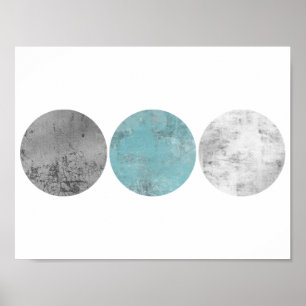 Affiche Cercles géométriques turquoises et gris