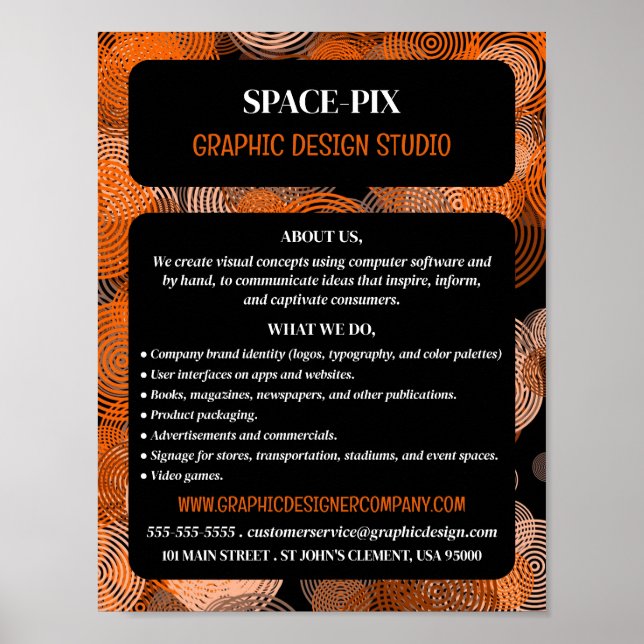 Affiche Cercles Graphiques Orange, Graphic Designer Advert (Devant)