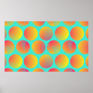 Affiche cercles graphiques sans couture motif en orange bl