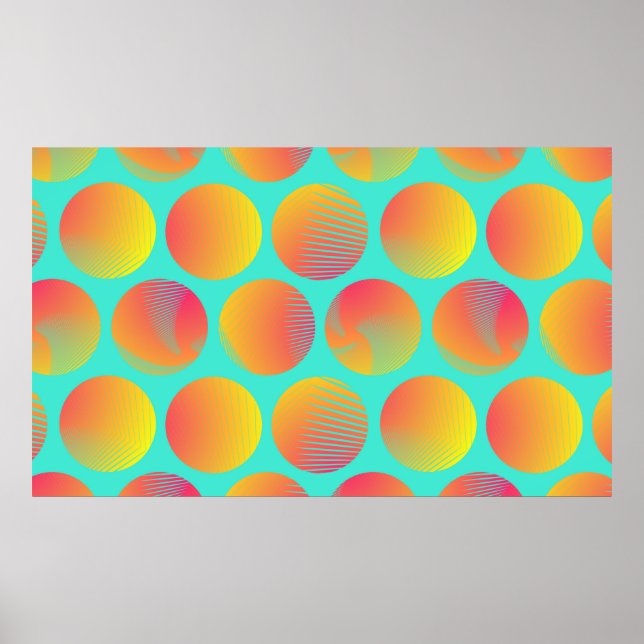 Affiche cercles graphiques sans couture motif en orange bl (Devant)