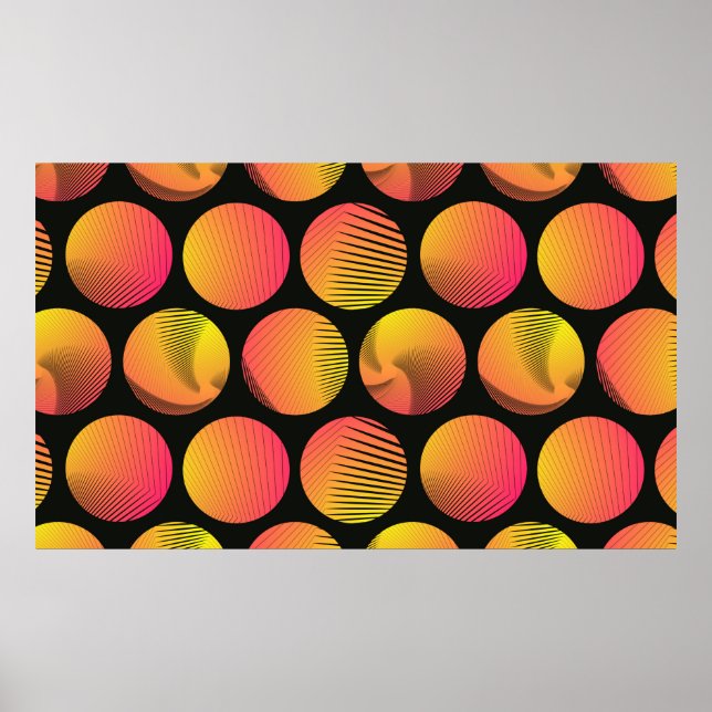 Affiche cercles graphiques sans couture motif en orange sh (Devant)