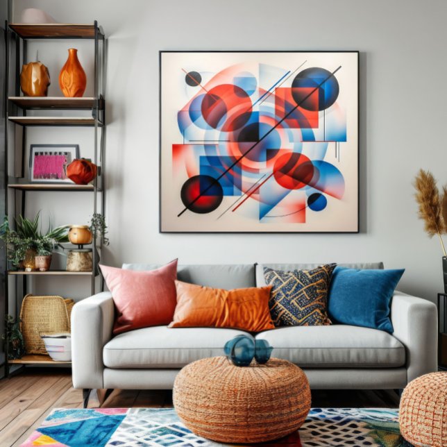 Affiche Cercles rouges bleus abstraits modernes (Créateur téléchargé)