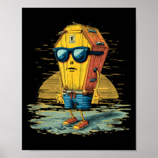 Affiche Cercueil Cool avec Lunettes de Soleil et Short de
