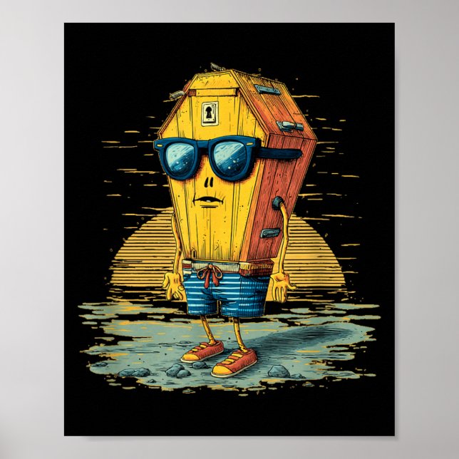 Affiche Cercueil Cool avec Lunettes de Soleil et Short de  (Devant)