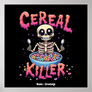 Affiche Cereal Killer Breakfast Funky Cereal Bowl Skeleton