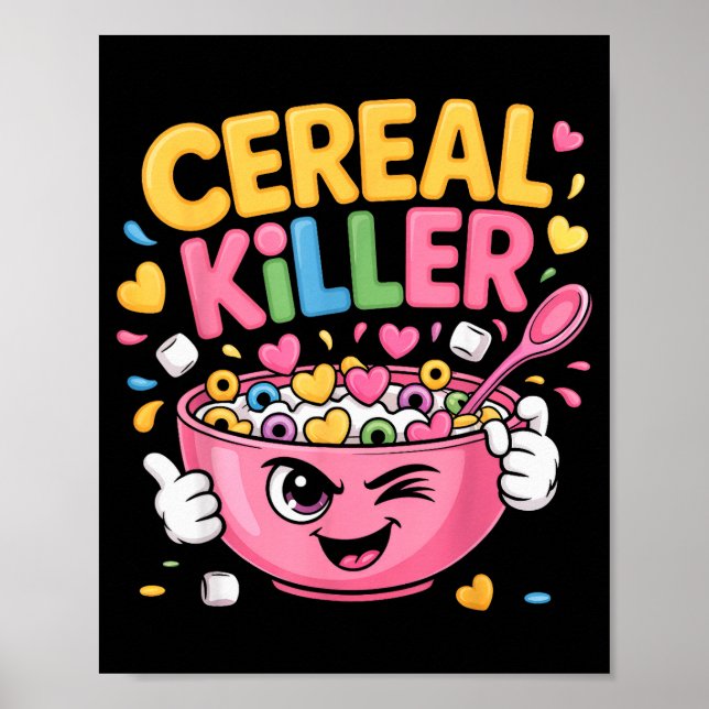 Affiche Cereal Killer Cartoon Bowl Funny Breakfast  (Devant)