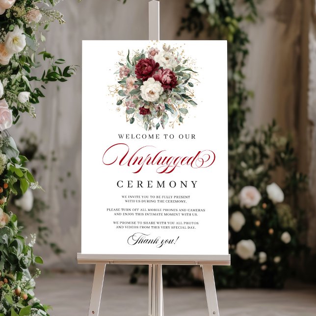 Affiche Cérémonie Bohemian Blush Burgundy Unplugged (Bohemian Blush Burgundy Unplugged Ceremony)