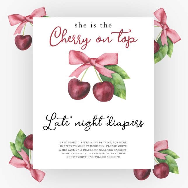 Affiche Cérémonie de bébé arc cerise Couches de nuit tardi (Créateur téléchargé)