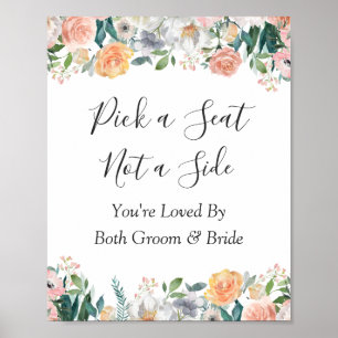 Affiche Cérémonie de mariage aux roses florales Panneau de