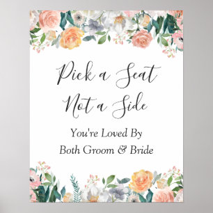 Affiche Cérémonie de mariage aux roses florales Panneau de