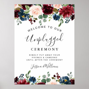 Affiche Cérémonie de mariage Burgundy Navy Blush Unplugged