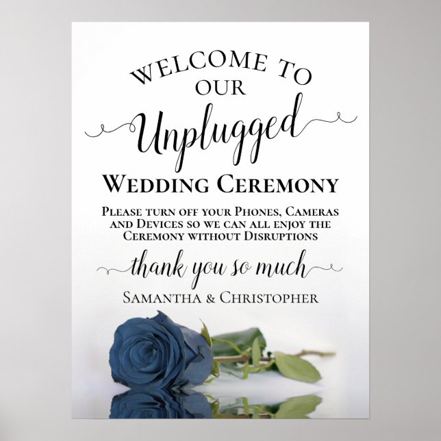 Affiche Cérémonie de Mariage chic débranché Rose en acier  (Devant)