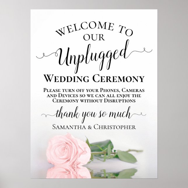 Affiche Cérémonie de Mariage de Blush Rose Chic Unplugged (Devant)
