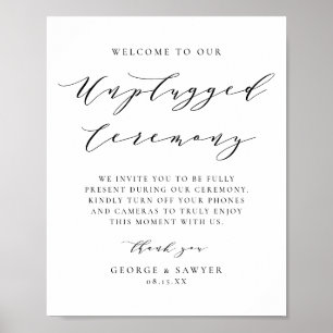 Affiche Cérémonie de Mariage de script minimaliste noir dé