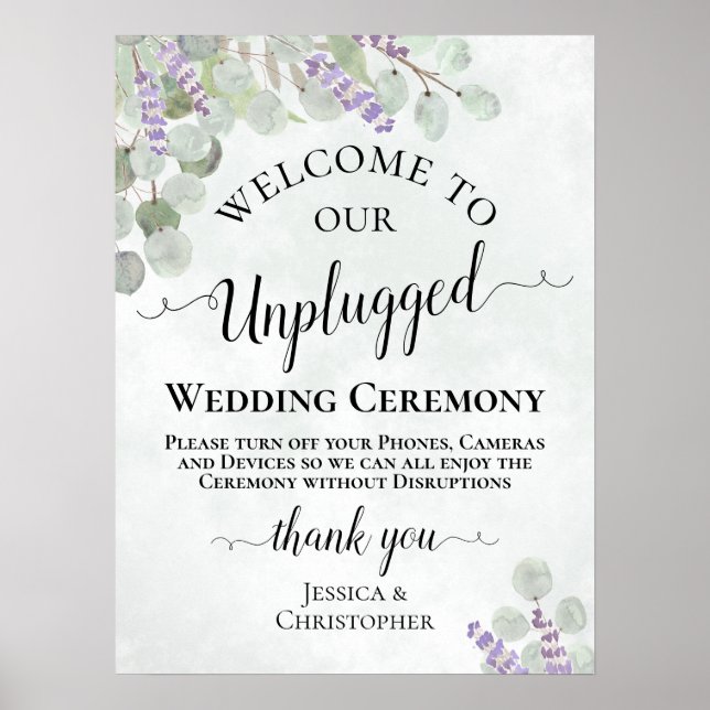 Affiche Cérémonie de Mariage débranché de Lavender Eucalyp (Devant)
