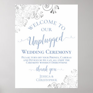 Affiche Cérémonie de Mariage débranché en dentelle d'argen